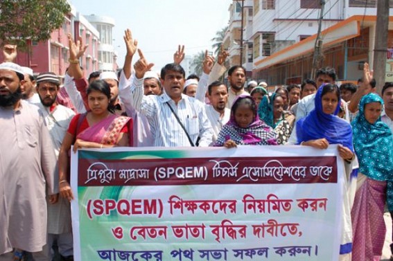 Tripura Madrassa (SPQEM) Teachersâ€™ Association organizes rallies on six point charter of demands